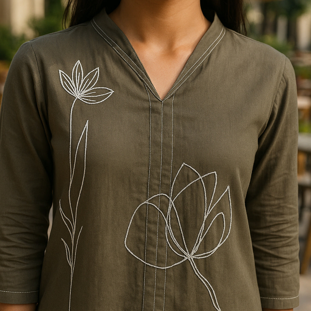 Green White Kurta Pant Co-ord Set