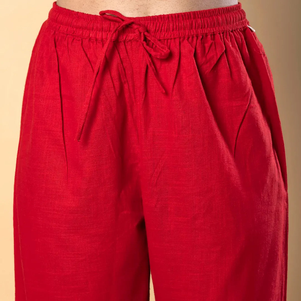 Red White Embroidered Kurta Pant Co-ord Set