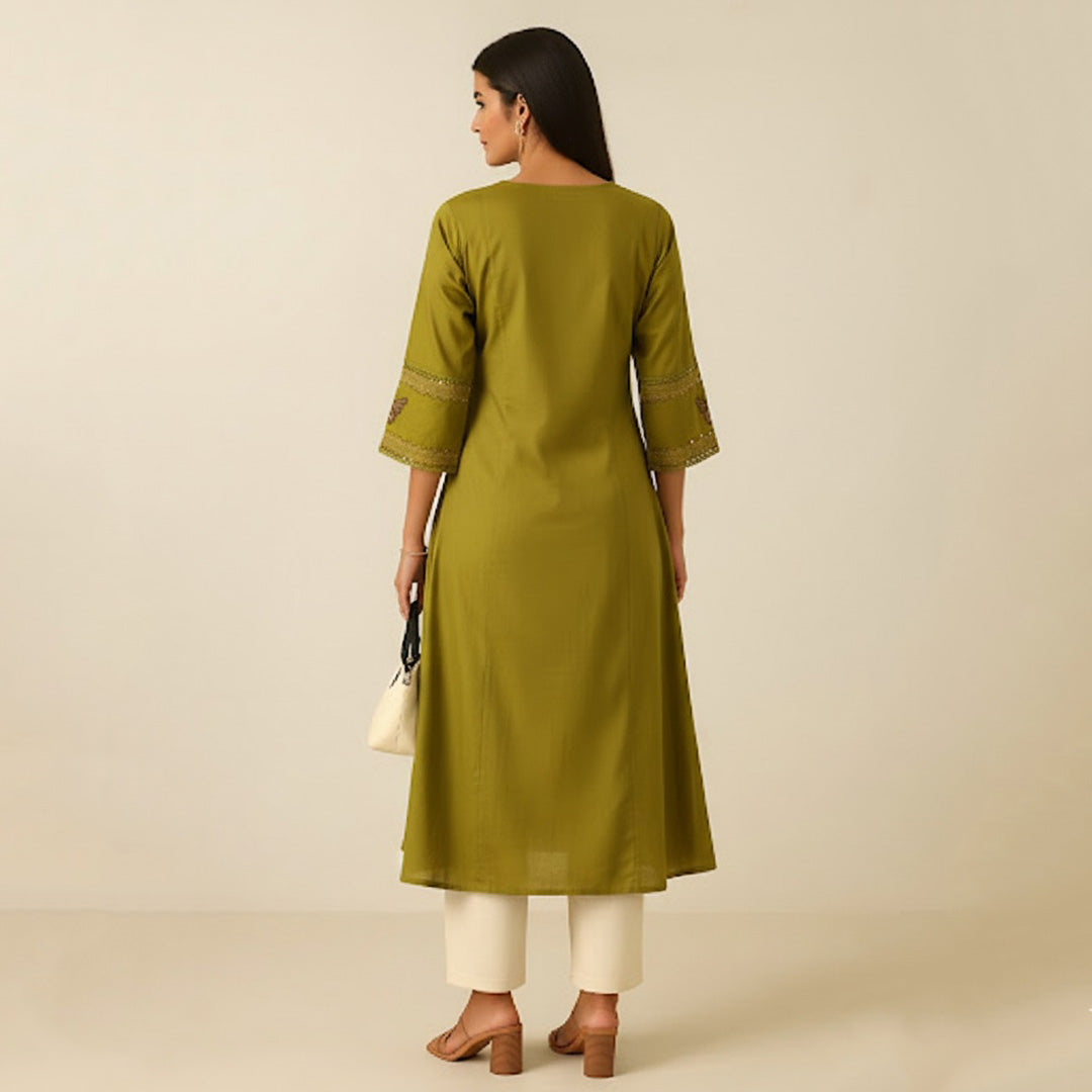 Yellow A-Line Straight Suit Set with Dupatta