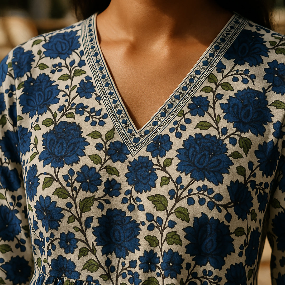 Blue White Anarkali Suit Set with Dupatta