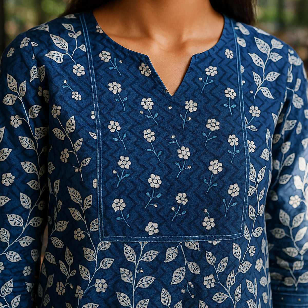 Dark Blue Straight Suit Set with Dupatta