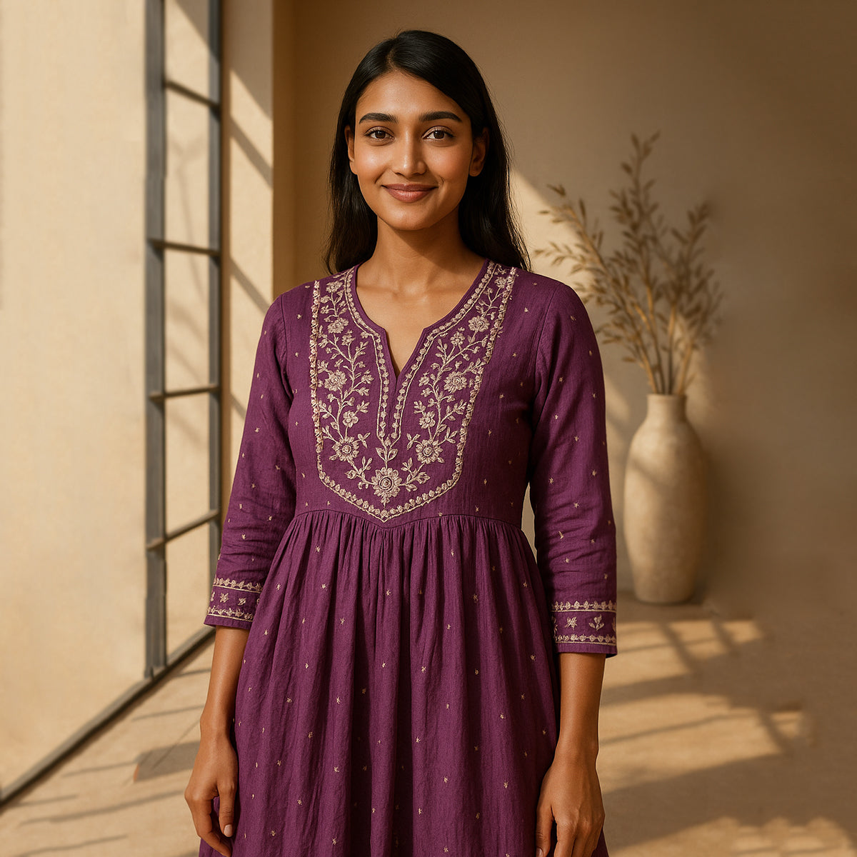 Purple Anarkali Suit Set with Dupatta