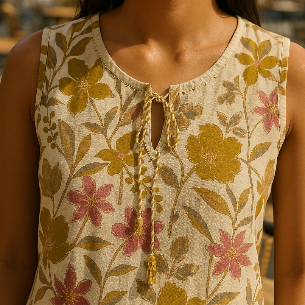 Yellow White Linen Kurta Pant Co-ord Set