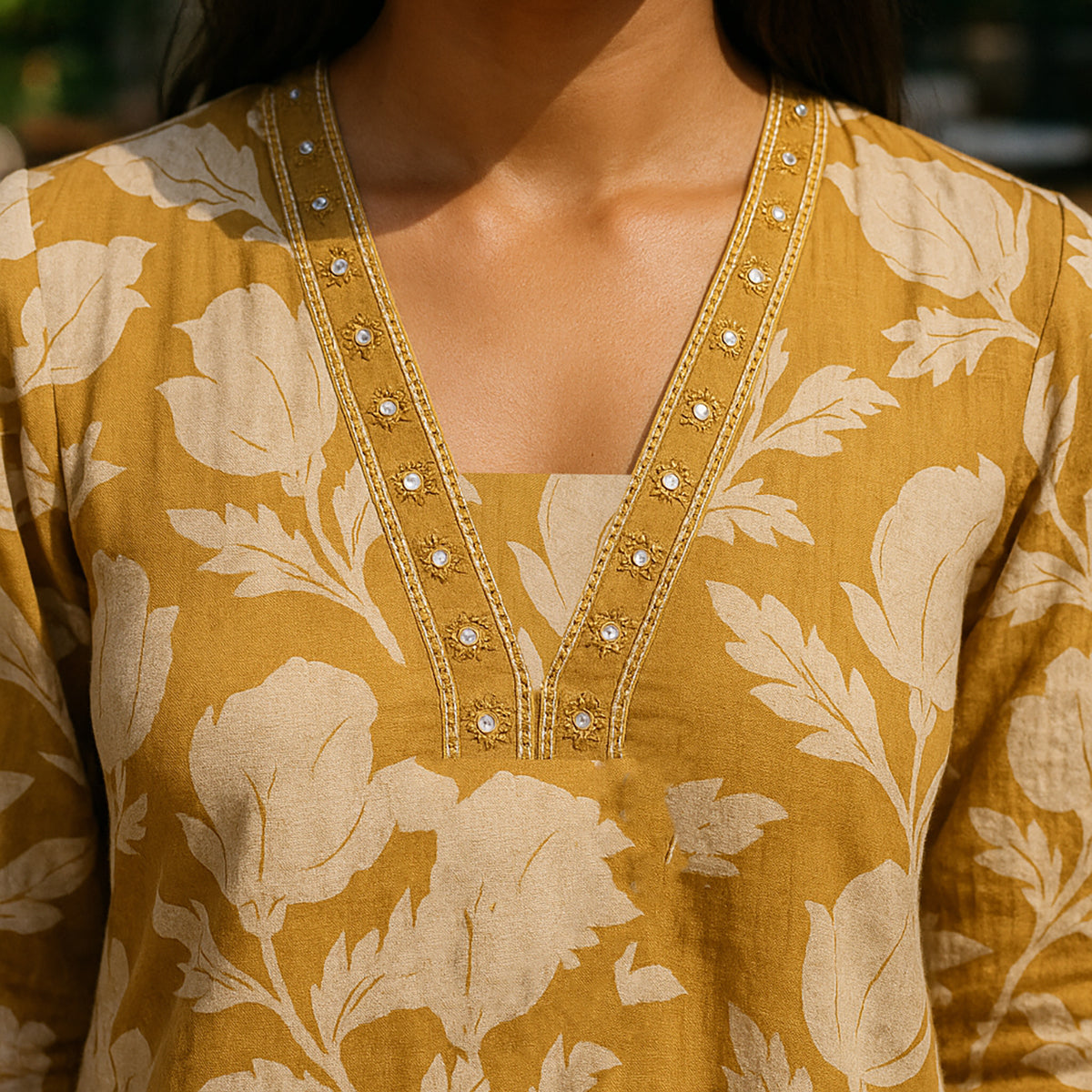 Yellow White Linen Kurta Pant Co-ord Set