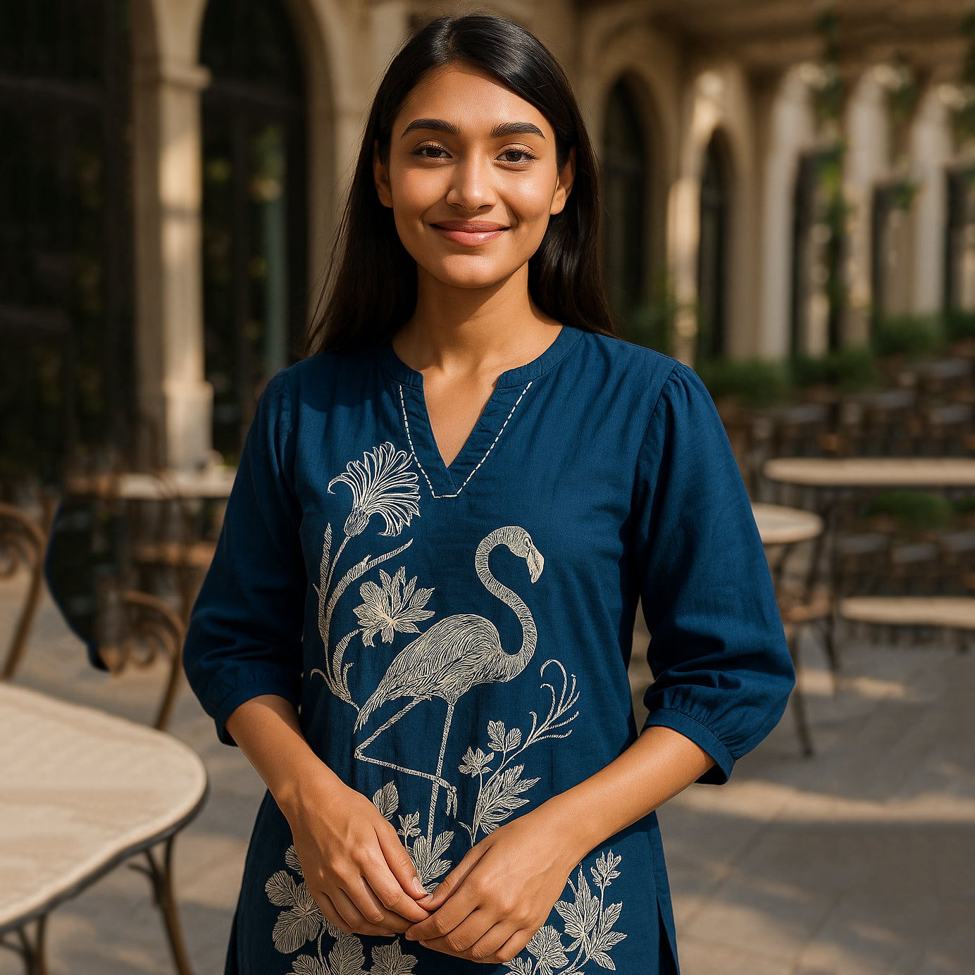 Blue Short Kurta Pant Co-ord set