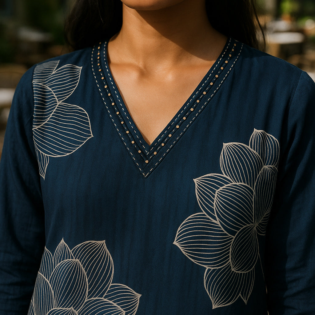 Dark Blue A-Line Kurta Pant Co-ord Set