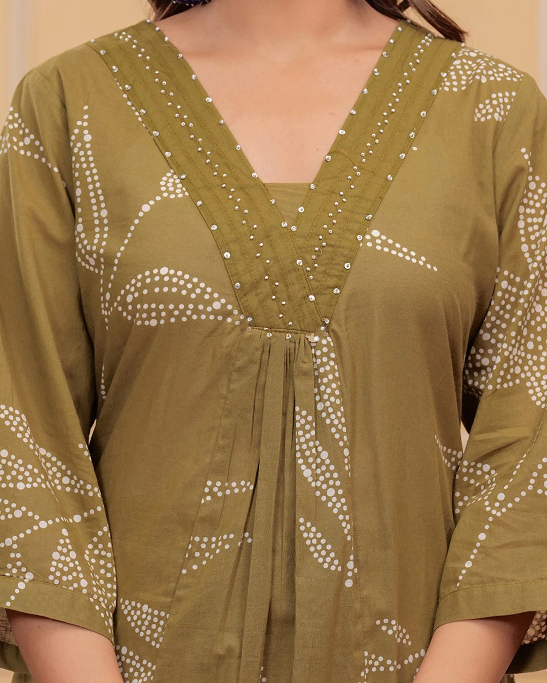 Olive Green Cotton Kurta Pant Co-ord Set