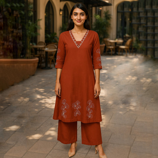 Red Anarkali Pant Co-ord Set