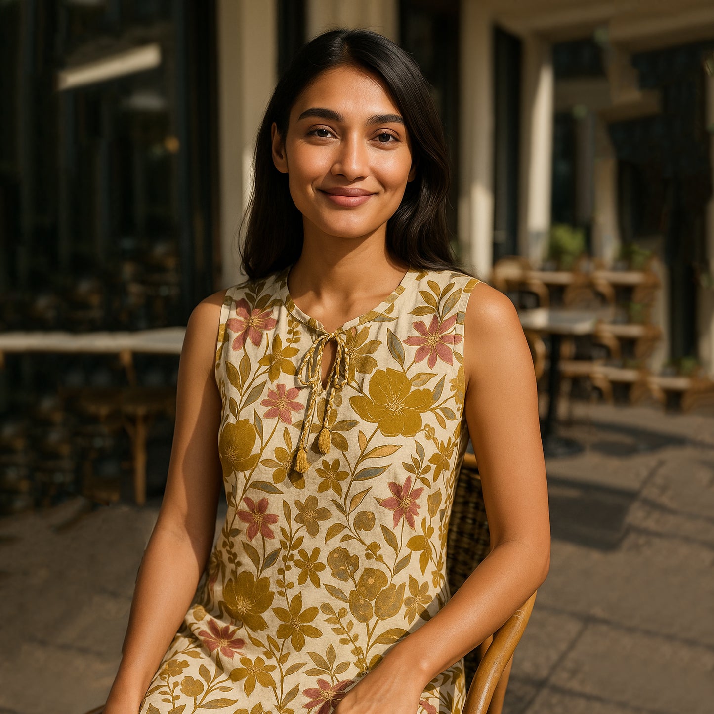 Yellow White Linen Kurta Pant Co-ord Set